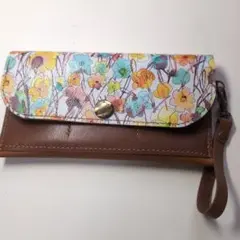 本革アンティーク　キャメル&黄花柄