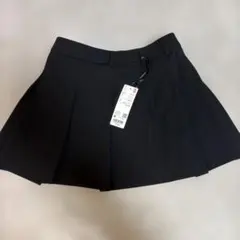 ユニクロ プリーツスコート ミニスカート 黒 M