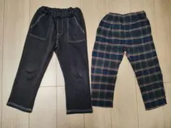 子供服 キッズ 長ズボン 110cm2点セット ブラックとチェック柄