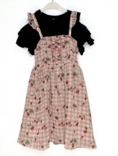 美品　アクシーズファム　ピンクチェック　ワンピース、GU 半袖セット 130㎝