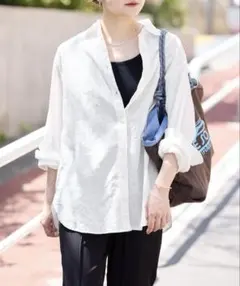 SLOBE IENA スローブイエナ リネンコットンレギュラーシャツ ホワイト