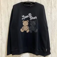 LUXE/R ロゴ総柄Wベア貼り付けトレーナー