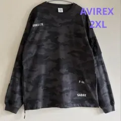 AVIREX ／サイドジップ ステンシル ブラックカモフラ 長袖カットソー