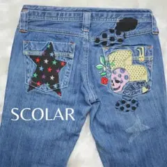 ✨美品✨SCOLAR スカラー スカル スター 刺繍 デニム Mサイズ