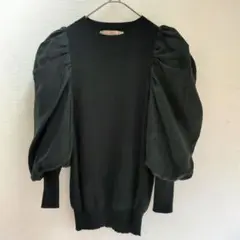 美品 poolstudioalivier シフォン袖ニットトップス　ブラック