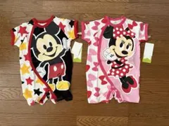 【新品未使用タグ付】ミッキー・ミニー ロンパース 2枚セット 50-60cm