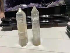 クリスタルポイント 透明・薄い黄色 2個セット
