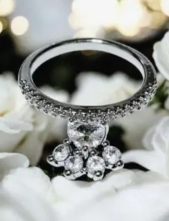 10号　かわいい　猫　肉球　顕著　キラキラ　czダイヤ　レディース　リング　指輪