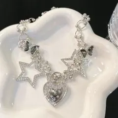 ネックレス 星 ハート 蝶 Y2K グランジ 原宿 地雷 量産 キラキラ 銀 黒