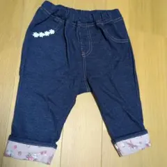 natural Alamode ベビー デニムパンツ 花柄ロールアップ