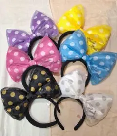 【6個セット】ミニーマウス　水玉　リボンカチューシャ　ドット
