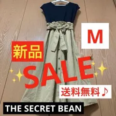 ✨新品✨【THE SECRET BEAN】カットソーワンピース ♪黒＊ベージュM