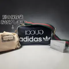 コラボ グッチ アディダス ショルダーバッグ 黒 シェリー 総柄 保存袋