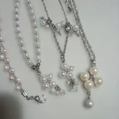 パールとチェーンのネックレスセット