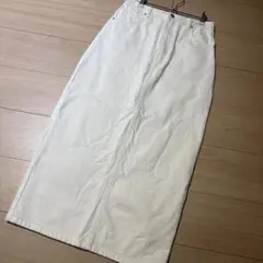 ホワイト タイトロングスカート 前後ポケット