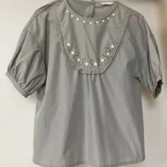 エヘカソポ ヨーク刺繍ブラウス F 花柄 綿混 半袖 ehka sop ミントのサムネイル