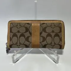 COACH コーチ 長財布 ラウンドジップ シグネチャー キャンバス×レザー