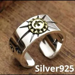 指輪　リング　シルバー　925 太陽モチーフ　フリーサイズ　鷹 イーグル