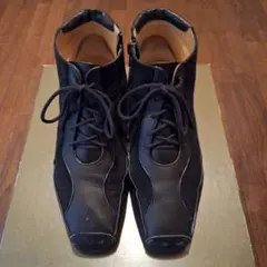 ❣️Yoshinoya 黒スウェード&レザー ブーティジッパー付23.5cm