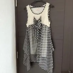 Deco ノースリーブ チュニック ドット柄 レース リボンのサムネイル