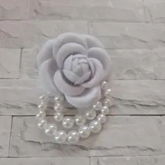 コサージュ グレー 七五三 結婚式 バラ パール ローズ シンプル ブローチ