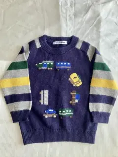 【値下げ　4500円→4000円】familiar 車刺繍 ニットセーター 80