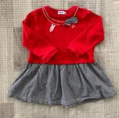 mikihouse 赤い長袖ワンピース 95cm