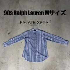 【90s 】ラルフローレン ESTATE SPORT ストライプシャツ Mサイズ