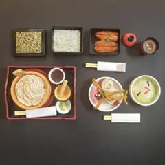 ミニチュア　食品サンプル　そば　鰻重