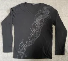 ブラック Vネック 長袖カットソー　古着