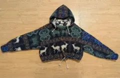 ノルディック柄　トナカイ　ショート丈　コート　パーカー　ジャケット