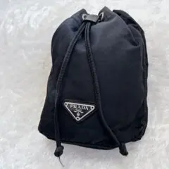 りくそん様　PRADA　アクセサリーポーチ　ブラック　ナイロン 巾着