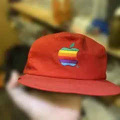 希少刺繍 Apple レインボーロゴ USA製キャップ レア - メルカリ