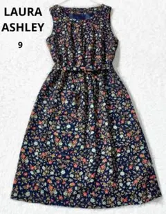 美品　ローラアシュレイ フラワープリント タックワンピース Aライン 花柄
