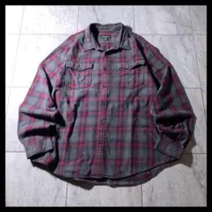 00s〜 Eddie Bauer オンブレ チェック ネルシャツ 長袖 XXL