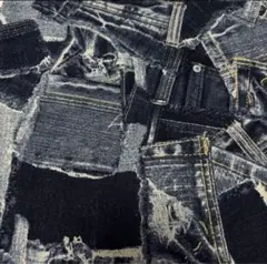 綿プリント　オックス　リアルデニム柄