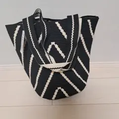 ジオメトリックパターン ニットバケツトートバッグ