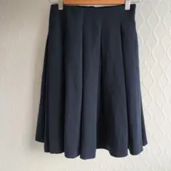 ✨ユニクロ✨UNIQLO ひざ丈スカート プリーツスカート【S】ネイビー 美脚