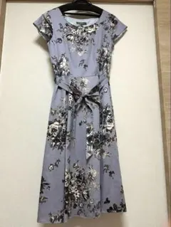 LAURA ASHLEY 1回着用 薄紫 花柄 半袖 ワンピース サイズ9
