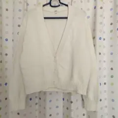 UNIQLOレディース Vネックニットショートカーディガン Мサイズ ホワイト