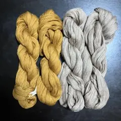 スキー毛糸中細、金茶と ベージュ 50gカセ 2個ずつ