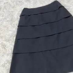 美品！★BARNEYS NEW YORK★ネイビー フレアスカート ひざ丈段重ねのサムネイル