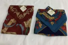 8189⑦CELINE PARIS 花柄ハンカチ 2枚セット 赤青