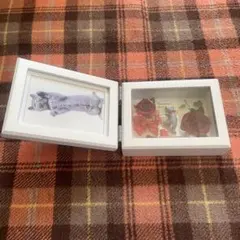 見開きフォトフレーム プリザーブドフラワー 猫 ホワイトのサムネイル