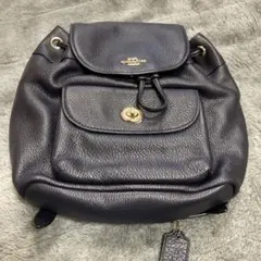 COACH ネイビー レザー バックパック