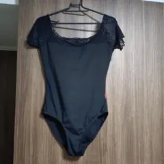 Dajdame 黒レース付きオフショルダーレオタードL 大人バレエ　美品のサムネイル