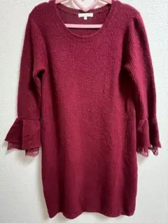 プロポーションボディドレッシング レース袖 ニットワンピース