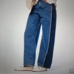 未使用 GU 2トーンバレルレッグジーンズ