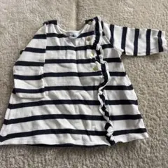 PETIT BATEAU ボーダー柄フリル長袖カットソー 18m/81cm