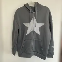 ブラック 星型刺繍 フルジップパーカー